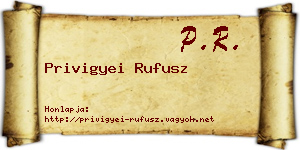 Privigyei Rufusz névjegykártya